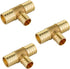 EFIELD 1" x 1"x 3/4" Barb Crimp Pex Reducing Tee Brass Fittings, Pack of 3, ASTM F1807