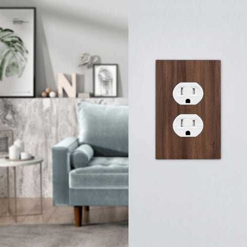GNIXYUNXI 1 Outlet Covers Dark Walnut Wood Grain Gang Duplex Light Switch Cover Plate Decorative Switch Plate Covers