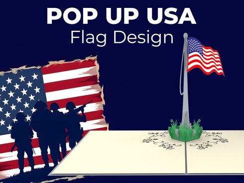 iGifts And Cards Patriotic 3D Pop Up Greeting Card, American Flag, All Occasion