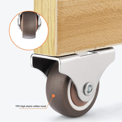 Mini Fixed Caster Wheels, 1 Inch Low Profile Small Casters with Screws for Furniture Cabinet, 4 Pack