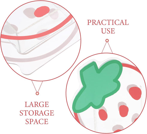 Strawberry Shaped Pen Holder - Cartoon Acrylic Pencil Cups for Office Desk Accessories, Pink