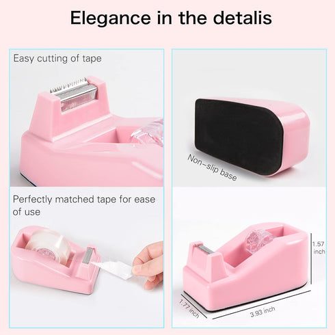 Desk Accessory Kit, Includes Stapler, Staples, Remover, Tape Dispenser, Scissors, Paper Clips, Hole Punch