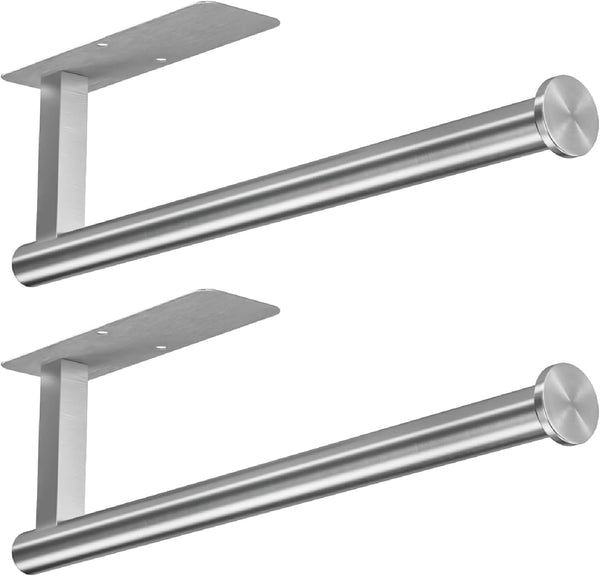 ASTOFLI Stainless Steel Paper Towel Holder, Under Cabinet 2 Pack, Self Adhesive Brushed Nickel Wall Mount