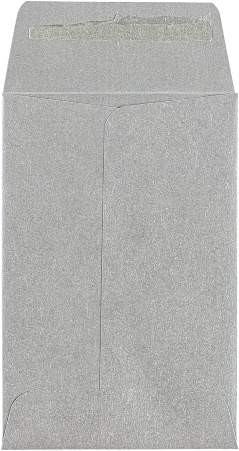 LUXPaper #4 Coin Envelopes | 3'' x 4 1/2'' | Silver Metallic | 80lb. Text | 50 Quantity