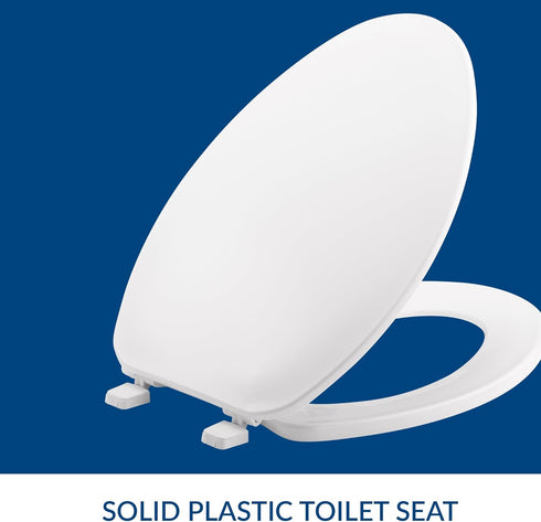 170 Bemis Durable Plastic Toilet Seat, Elongated, White