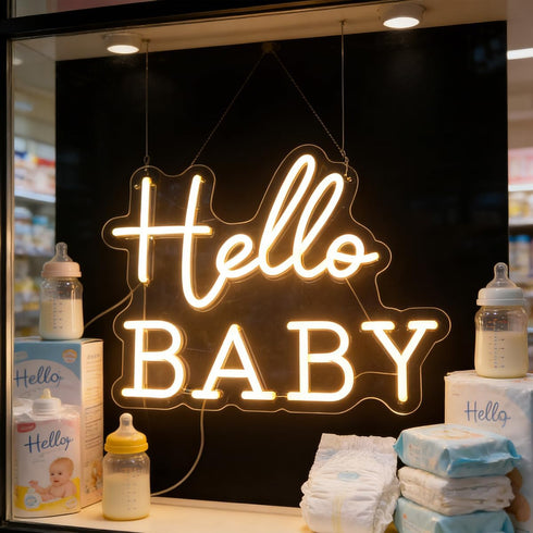 Hello Baby Neon Signs Led Gender Reveal Party Welcome Decorations Neon Letters Signs Pregnancy Announcement Party