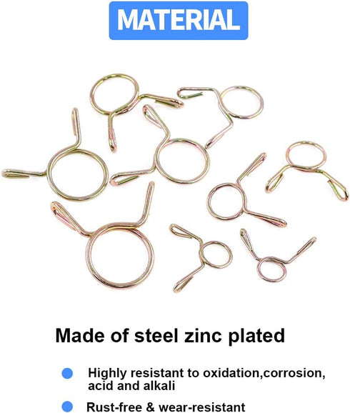 Glarks 290Pcs Fuel Line Hose Water Pipe Air Tubing Spring Clips Clamps Assortment Kit, Size 5-13MM