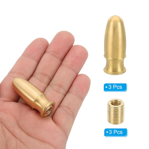 PATIKIL 16 40mm 3 Set x Lamp Finials Caps Knob, Solid Brass Lamp Shade Top Decoration Screw Cap Nuts with Brass