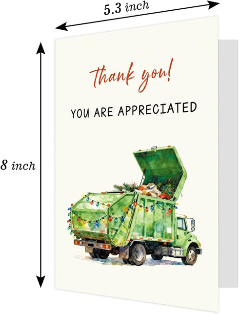 Ogeby Funny Christmas Thank You Card, Funny Garbage Truck Appreciation Card for Friend Family Employee, Christmas
