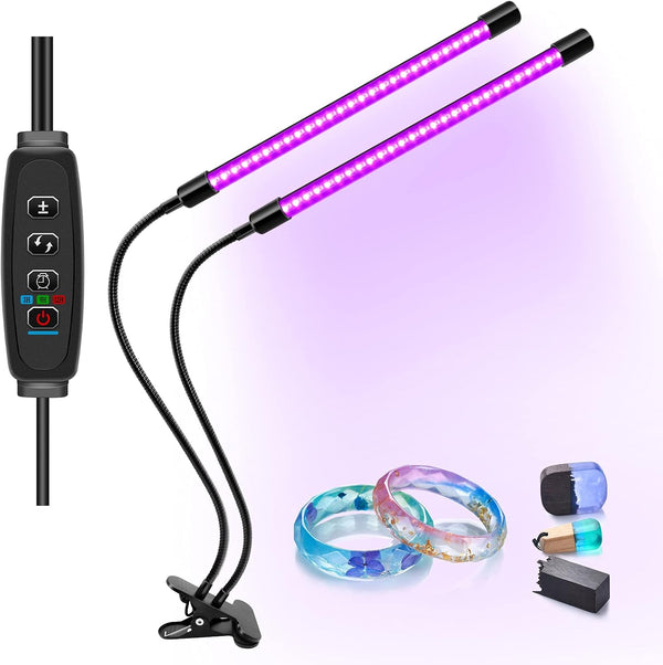YGS-Tech LED Black Light, 3 9 12H Timer, 10 Dimmable Levels UV Light, Dual Head 54LEDs Blacklight for Glow in The Dark