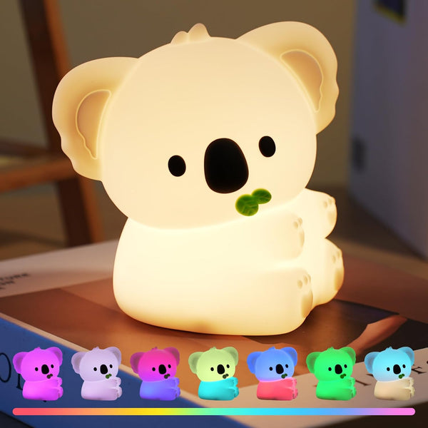 Cute Koala Night Light for Kids Rechargeable, Battery Operated Nightlight 3 Level