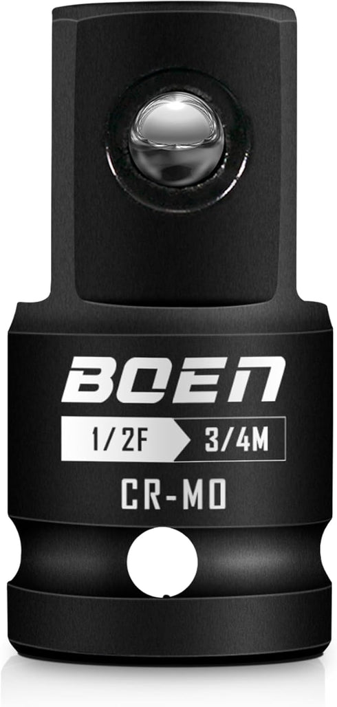Boen 1/2" F to 3/4" M Impact Socket Adapter, Cr-Mo Steel, Socket Adapter Set for Impact Driver Conversions