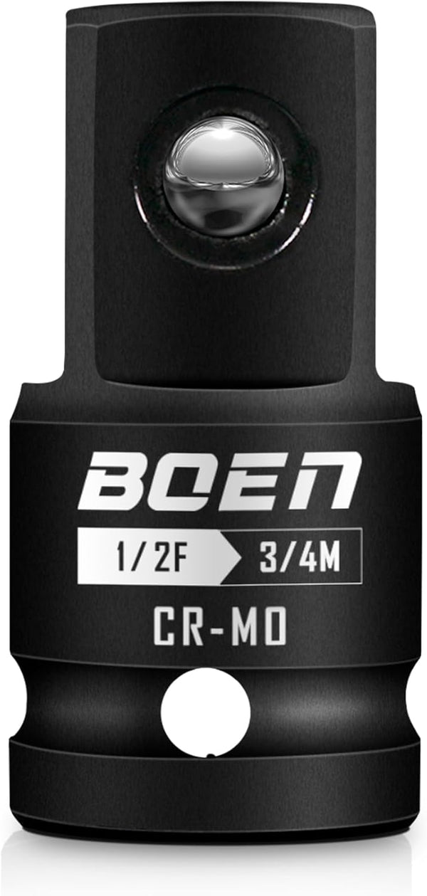 Boen 1/2" F to 3/4" M Impact Socket Adapter, Cr-Mo Steel, Socket Adapter Set for Impact Driver Conversions