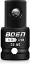 Boen 1/2" F to 3/4" M Impact Socket Adapter, Cr-Mo Steel, Socket Adapter Set for Impact Driver Conversions