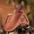 Leather Knife Sheath for Belt, Slanted Pancake Tooled Leather Cover, 100% Real Leather for Bull Cutter Knife