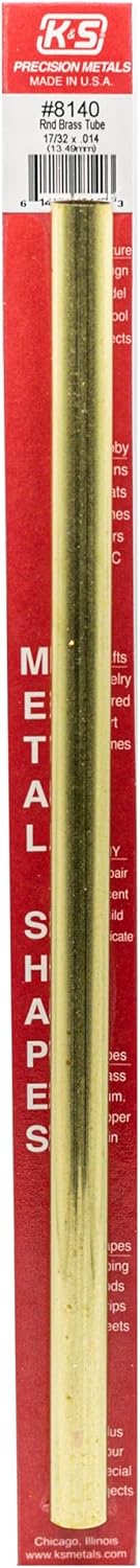 K & S Precision Metals 8140 K & S Engineering #140 Round Brass Tube, 17/32x12