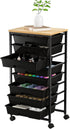 pofluany 8-Drawer Rolling Storage Cart, Mobile Storage Cart, Office Utility Carts with Wooden