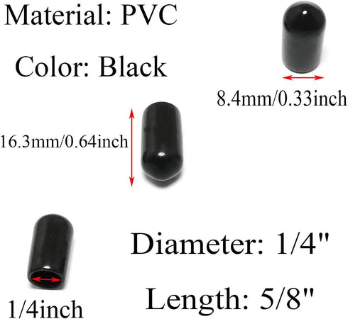 60pcs 1/4" Rubber Cap Protective Cover - Rubber Plug Soft PVC Thread Protection Cap, Plastic Dust Cover for 1/4 Inch