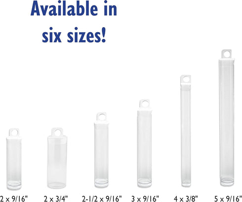 The Beadsmith Clear Plastic Tubes - 2.5-Inch Round Tubes, 9/16 Inches Diameter, Hanging Caps, Bag of 100