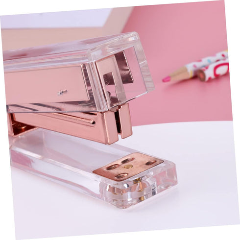 Pink Metal Office Desktop Stapler, Portable Fashion Staplers for Book Binding, Daily Use at Office or School