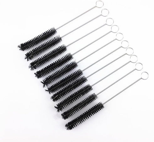 yueton Pack of 10 Black Nylon Tube Pipe Nozzle Brushes - Dia 10mm with Wire Loop Handle