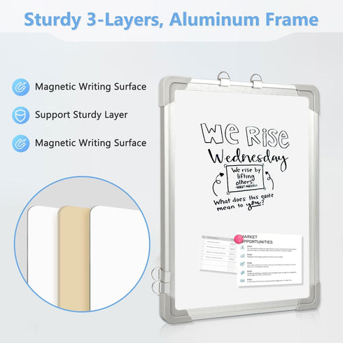 Dry Erase Board for Wall, Double-Sided 12" x 16" Small Hanging Magnetic Whiteboard for Planning & Memo