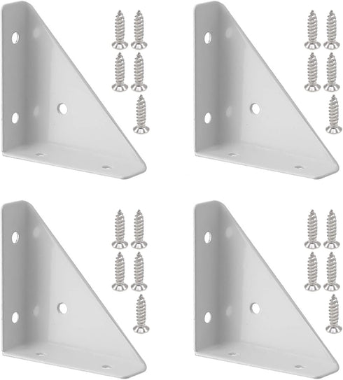 Joyangy 4pcs White Bed Corner Braces Right Angle Bracket, 66mm x 66mm Metal