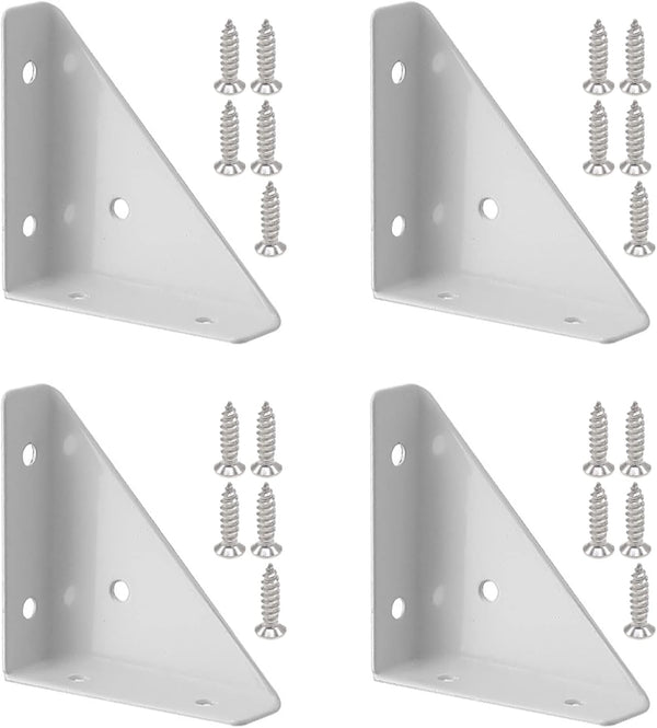 Joyangy 4pcs White Bed Corner Braces Right Angle Bracket, 66mm x 66mm Metal