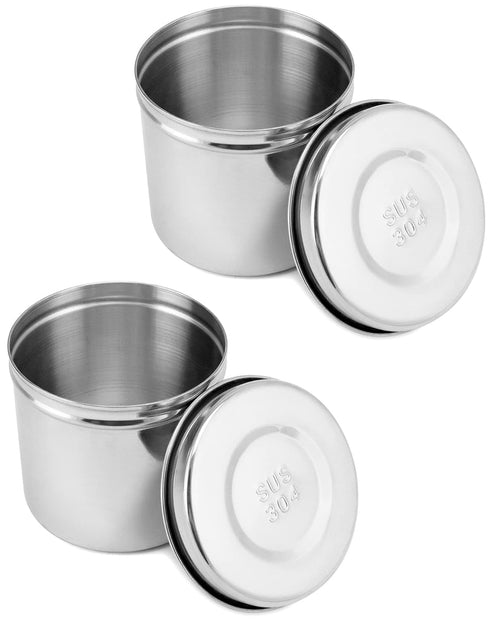 QWORK Stainless Steel Ointment Jar with Lid, 2 Pack Medical Container Jars for Storage of Medical Liquid, Lab Use