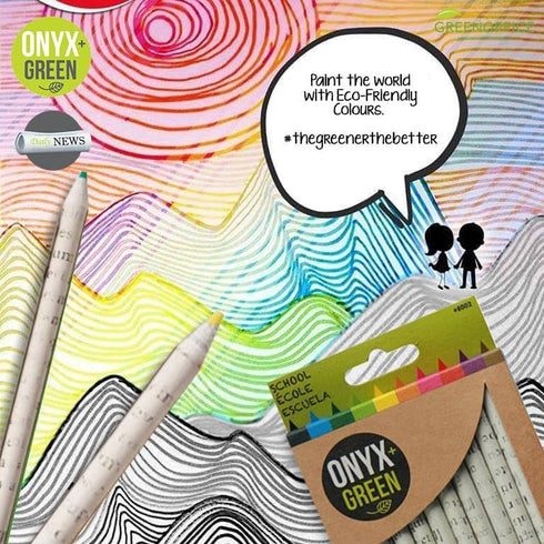 Onyx and Green Colored Pencils, 12 Piece, Sharpened, Made from Recycled Paper (8001)