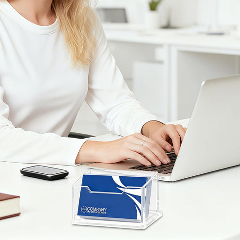Generic (1, Acrylic Vertical Business Card Holder, Clear Desktop Business Card Display Stand for Office, Home