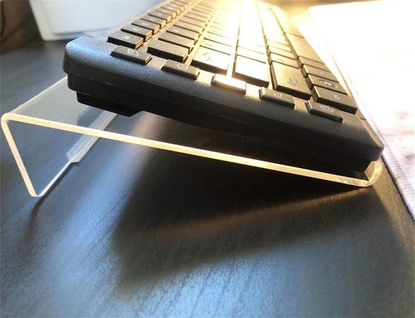 WINKINE Clear Acrylic Computer Keyboard Stand - Tilted Holder for Ergonomic Easy Typing at Office or Home
