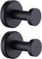 APLusee 2 Pack Bathroom Towel Hook - Stainless Steel Round Coat Robe Hanger for Toilet Kitchen (Matte Black)