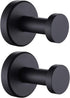 APLusee 2 Pack Bathroom Towel Hook - Stainless Steel Round Coat Robe Hanger for Toilet Kitchen (Matte Black)
