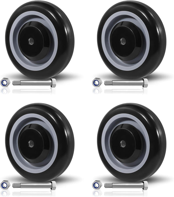 SY America 5" Shopping Cart Replacement Wheels Kit, Dual Precision BearingsPolyurethane Shopping