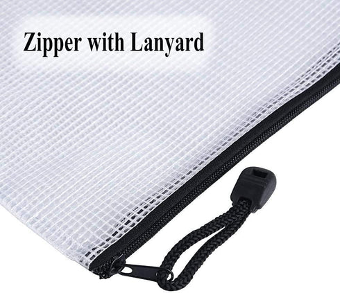 Oaimyy-24 Pcs Plastic Mesh Zipper Pouch Document Folders for School Office Supplies, Travel, Organizing Storage-Black