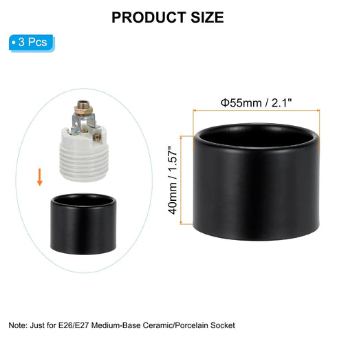 3pcs E26 E27 1-1/2 Inches 40mm 1.57" PATIKIL Light Socket Shade Ring, Medium Base Metal Sockets Lock Ceramic/Porcelain
