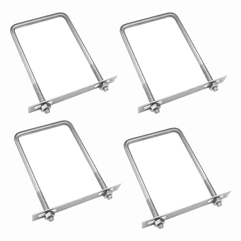 4 Sets 304 Stainless Steel Square U-Bolts, 2.56" Inner Width, 3.15" Length with M6 Nuts for Trailer Accessories