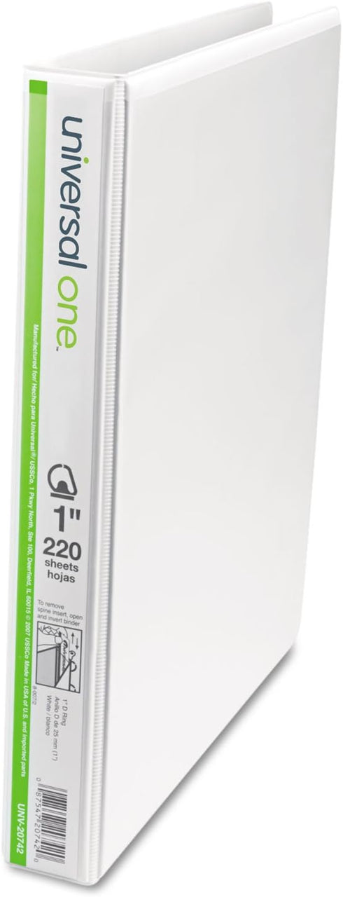 Universal UNV20742 11 in. x 8.5 in. 1 in. Capacity Slant D-Ring View Binder - White