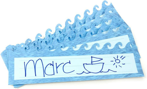 Hygloss Products Die-Cut Name Plate, Ocean Waves, 9.5 x 3 inches, Medium, Blue, 30 Count - Great Teaching Tool