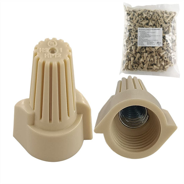 Tan Winged Electrical Wire End Connectors Caps, Bulk 500 Pack Small Twist-on Nuts for 22-8 AWG