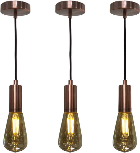 Royal Designs, Inc. Hanging Pendant Lighting, Keyless Cylinder-Shaped Pendant Light Socket and Canopy, Antique Copper