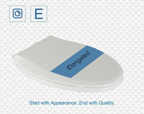 JINGZE Elongated Toilet Seat Slow Close, Quiet Toilet Seat Cover with Never Loosen Durable Toilet Seat Lid Easy