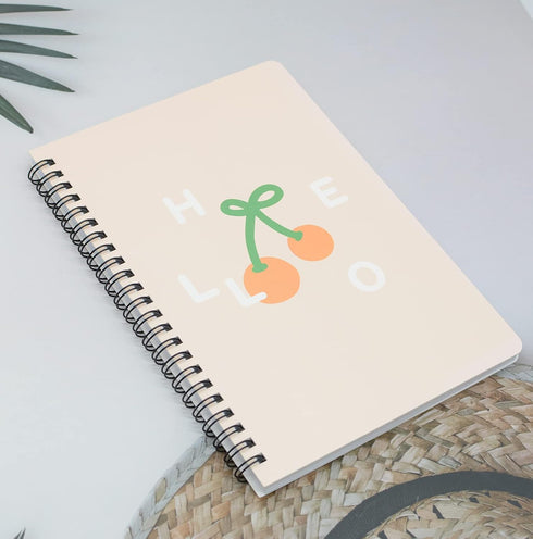 Yansanido Spiral Notebook, 4 Pcs A5 Cherry Design Hardcover, 80 Sheets - 160 Pages for Study Notes