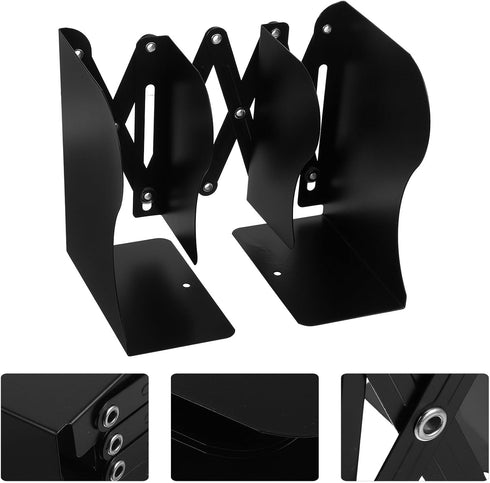 ARTIBETTER Expandable Black Bookend for Desk, Large Retractable Desktop Bookshelf Organizer, Book Holder for Office