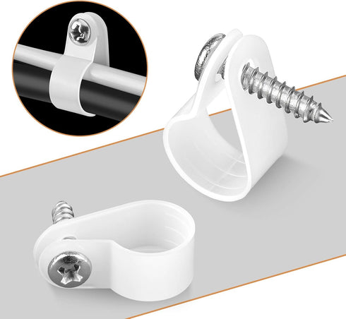 100 Pack 1/2 Inch P-Style Cable Clips, Rope Light Mounting Clips with Compatible Stainless Steel Pan Head Phillips