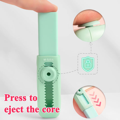 M&G 4+1 Pack Rubber Erasers, Soft Cute Sliding Retractable Eraser with Plastic Sleeve, 4 Refill Erasers for Students