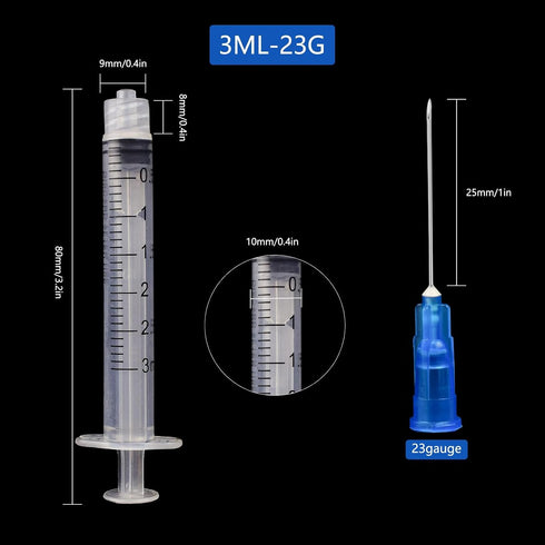 3ml 23Ga 1Inch Wrapped,Pack 100 disposable Syringes with Needle for Industrial and Laboratory, Individually