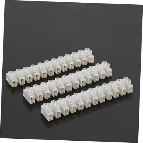 12-Position 10a Wire Connector Barrier Terminal Strip Brass Firmware Fastening Galvanized Screw Fire-Proof Plastic