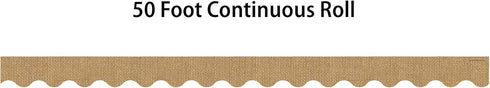 Teacher Created Resources Burlap Scalloped Rolled Border Trim, 50 ft for Decorating